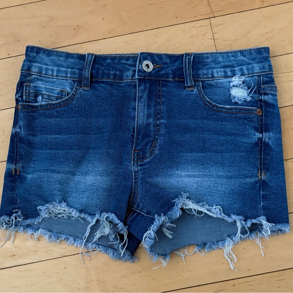 Denim Blue Distressed Women Shorts